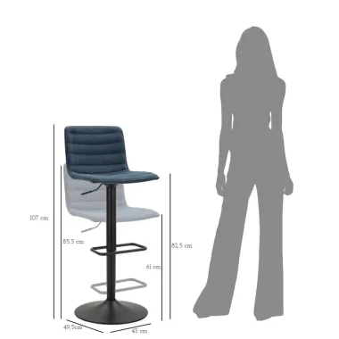 Hoker Barowy HIGH NAVY 43 49,5 85,5-107 cm (siedzenie 61-82,5 cm) ZESTAW 2 SZT